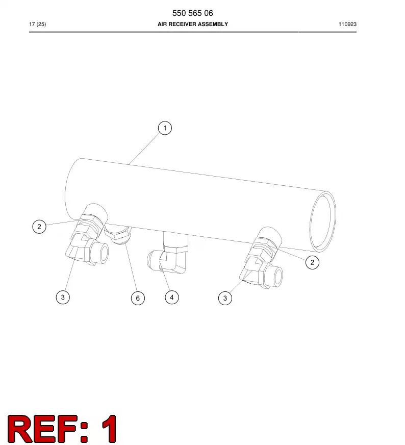 55007388a 550 073 88a Air tank - Sandvik Technical Drawing