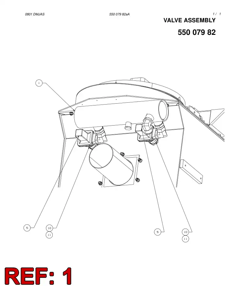 55007457 550 074 57 AIR RECEIVER ASSEMBLY - Sandvik Technical Drawing