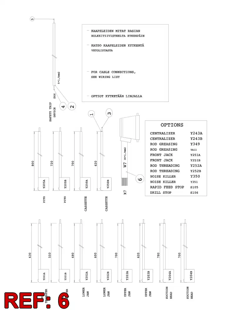 55007493 550 074 93 CABLE ASSEMBLY - Sandvik Technical Drawing