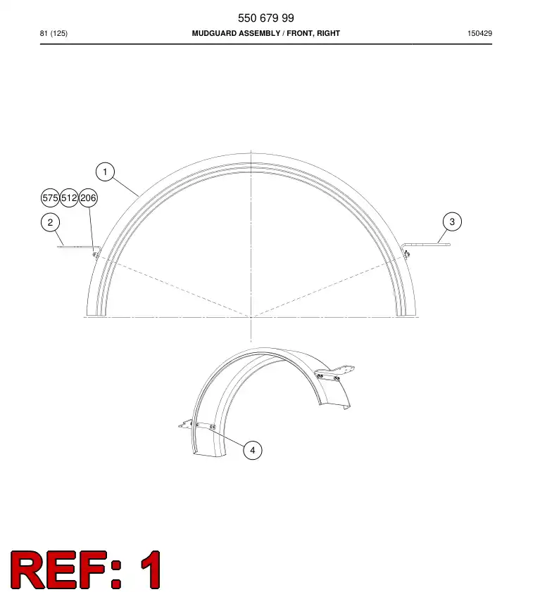 55007528a 550 075 28a Shield, Splash - Sandvik Technical Drawing