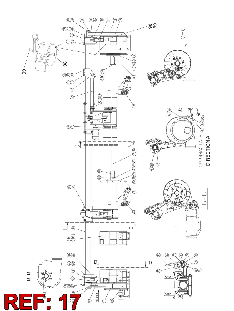 55007736 550 077 36 HYDRAULIC CYLINDER - Sandvik Technical Drawing