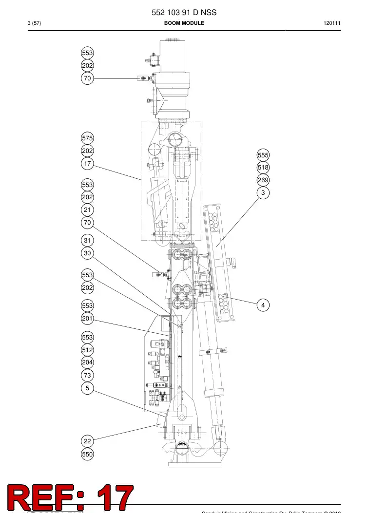 55007802 550 078 02 Cover rubber - Sandvik Technical Drawing