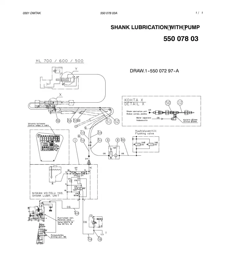 55007803aC 550 078 03aC SHANK LUBRICATION WITH PUMP (D - Sandvik Technical Drawing