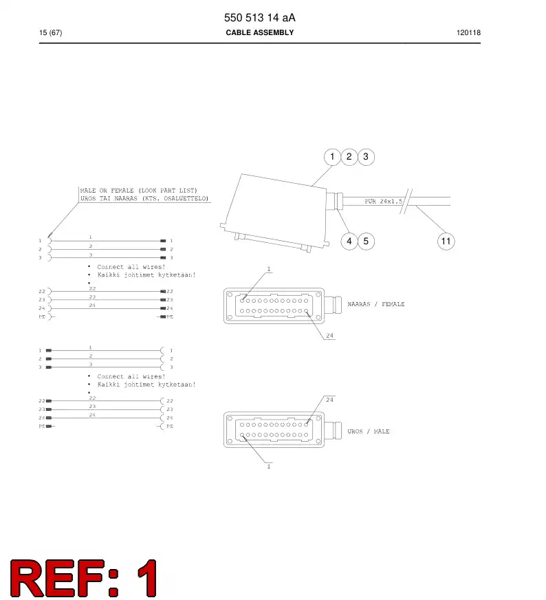 55007870a 550 078 70a ENCHUFE DE CONECTOR, CABLE - Sandvik Technical Drawing