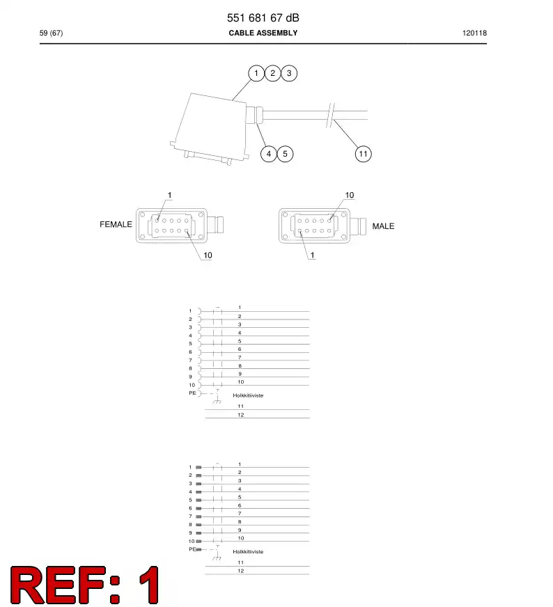 55007872 550 078 72 TOMADA DO CONECTOR, CABLE - Sandvik Technical Drawing