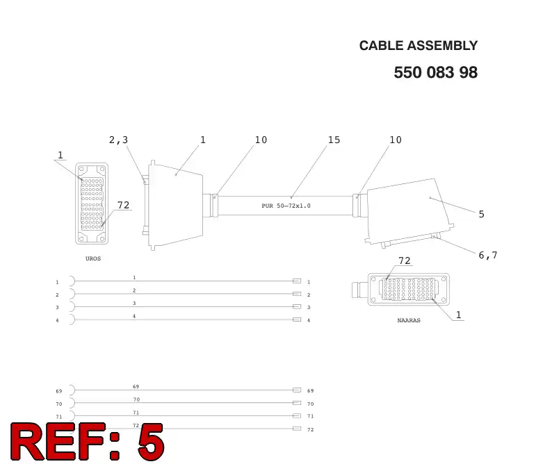 55007880 550 078 80 Cable plug connector - Sandvik Technical Drawing