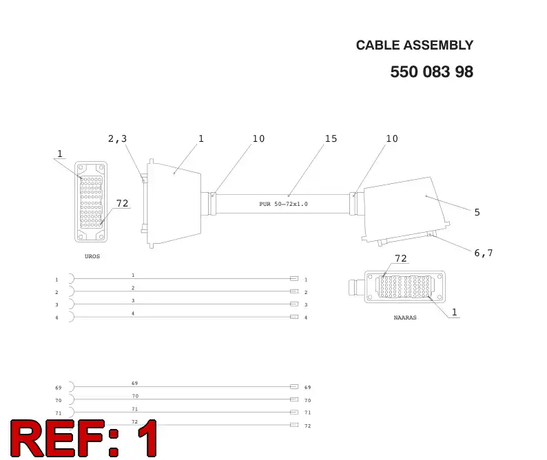 55007892 550 078 92 Connector Plug, Cable - Sandvik Technical Drawing