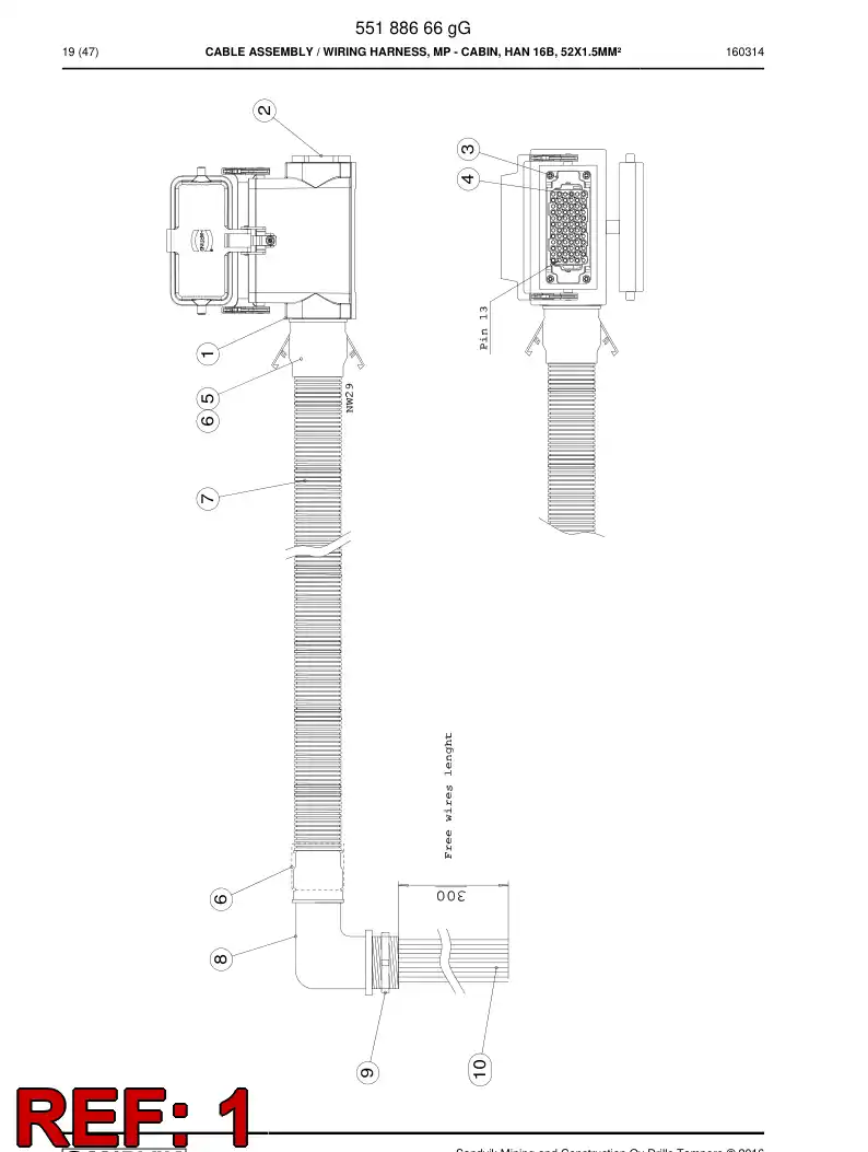 55007930a 550 079 30a Connector Plug, Cable - Sandvik Technical Drawing
