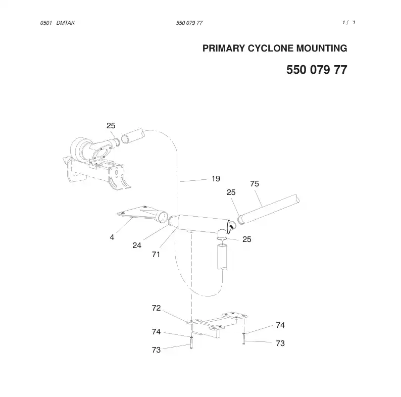55007977 550 079 77 PRIMARY CYCLONE MOUNTING - Sandvik Technical Drawing