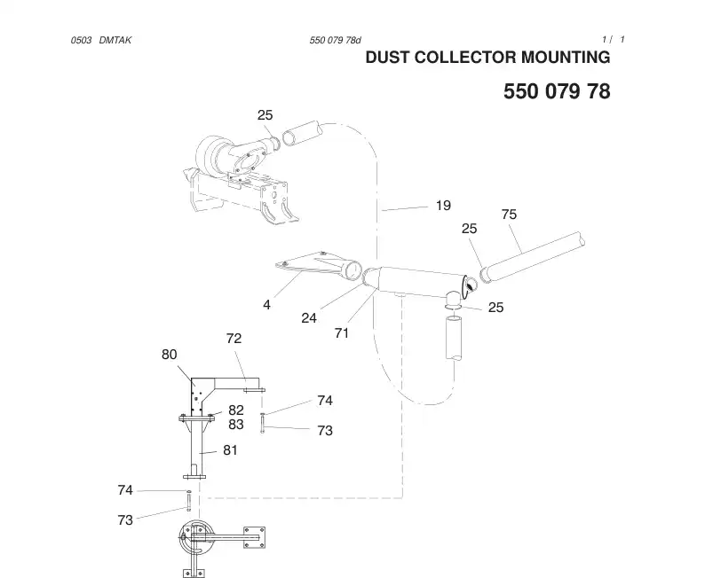 55007978d 550 079 78d DUST COLLECTOR MOUNTING - Sandvik Technical Drawing