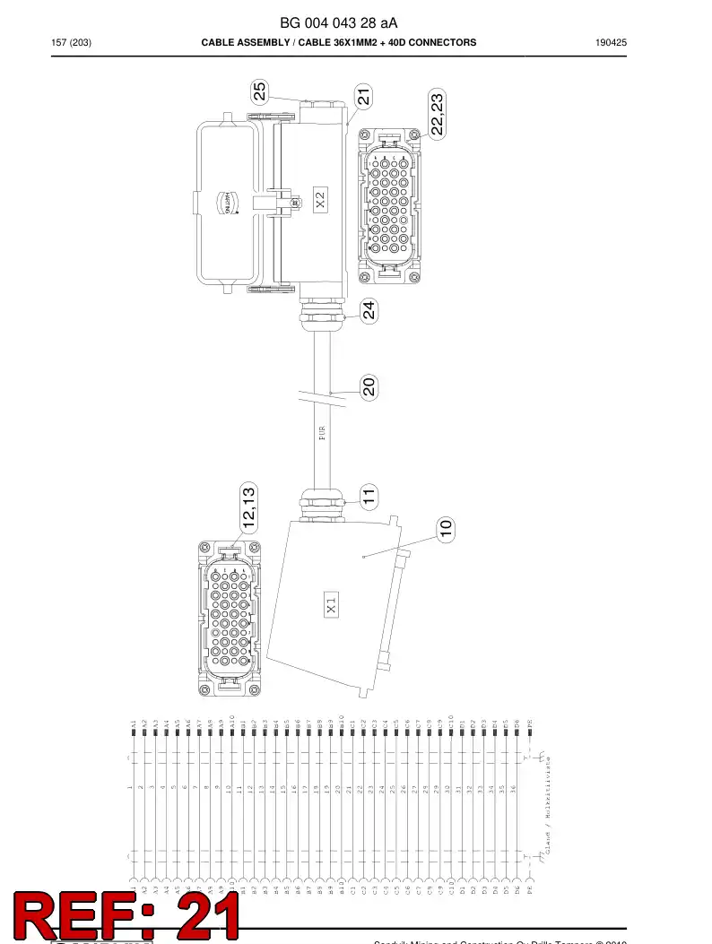55008167a 550 081 67a Connector Plug, Cable - Sandvik Technical Drawing