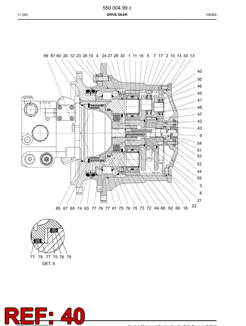 55008191 550 081 91 Gear wheel - Sandvik Technical Drawing