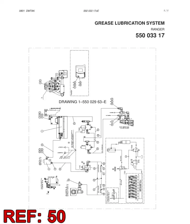 55008543 550 085 43 HYDRAULIC HOSE ASSEMBLY - Sandvik Technical Drawing