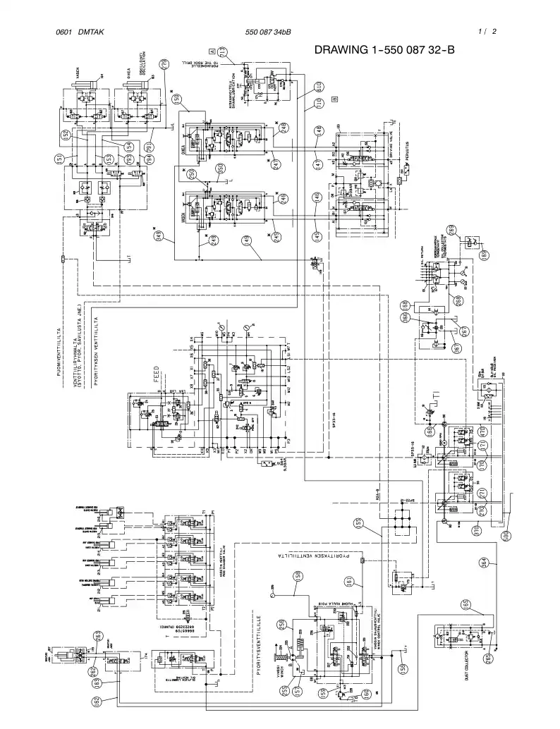 55008734bB 550 087 34bB HYDR. CIRCUIT DIAGR.POWER PACK - Sandvik Technical Drawing