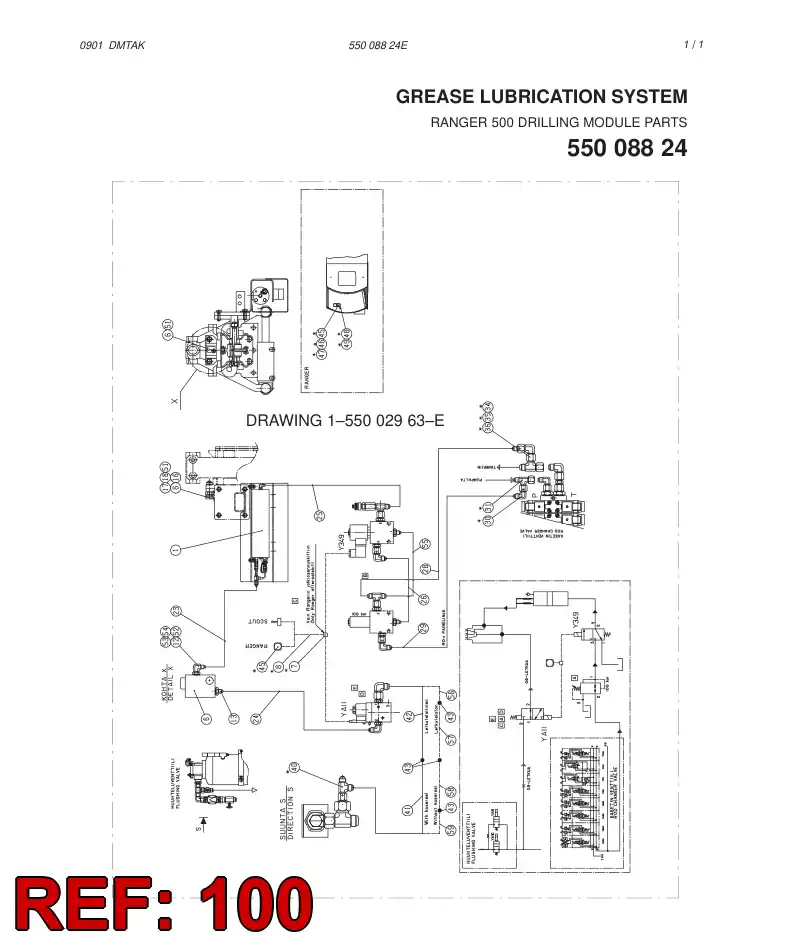 55008825 550 088 25 HOSE SET - Sandvik Technical Drawing