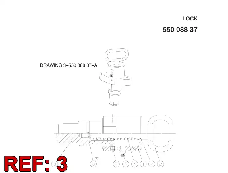 55008846 550 088 46 LOCKING PIN - Sandvik Technical Drawing