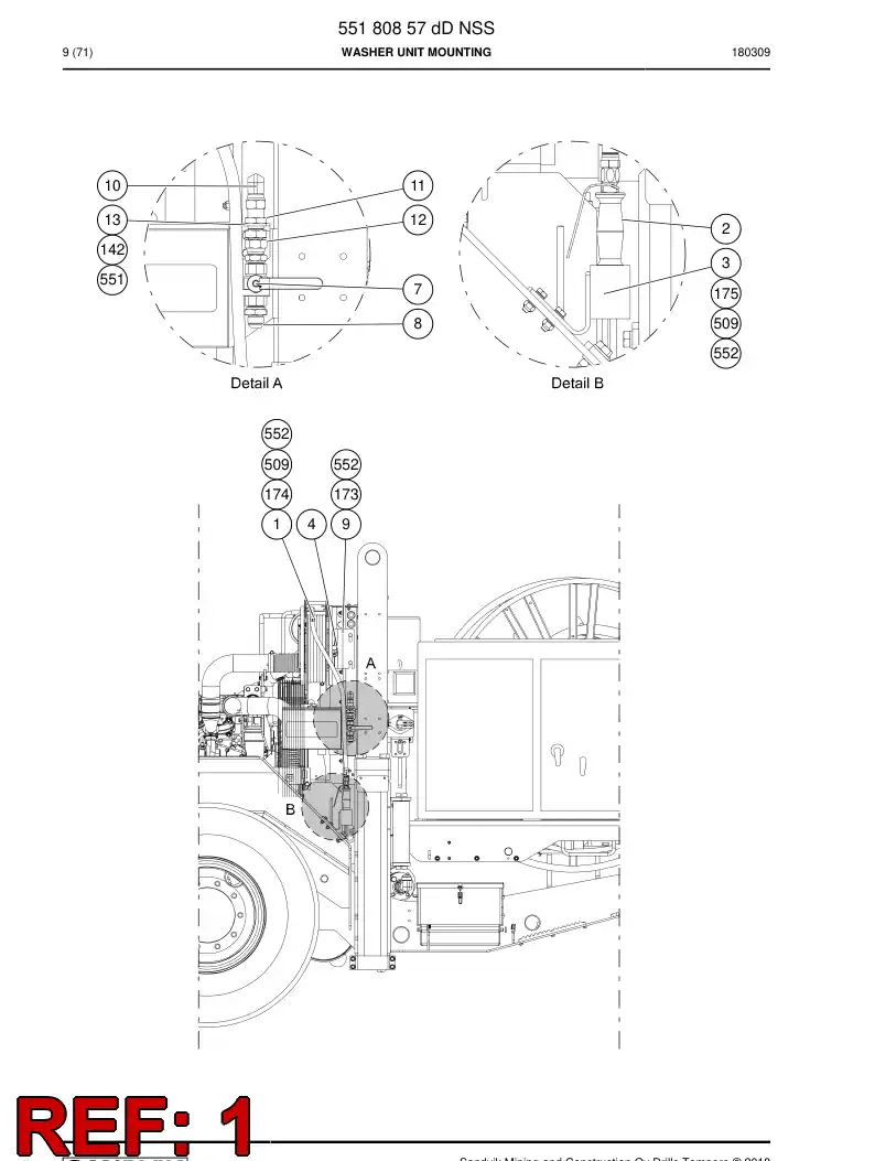 55008917a 550 089 17a Reel, Hose - Sandvik Technical Drawing
