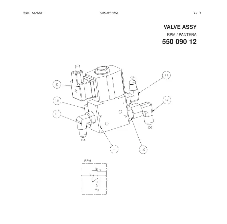 55009012bA 550 090 12bA RPM VALVE ASSY - Sandvik Technical Drawing