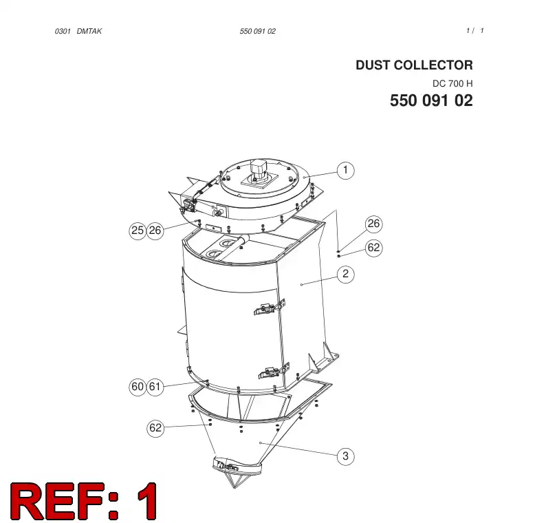 55009103 550 091 03 DUST COLLECTOR - Sandvik Technical Drawing