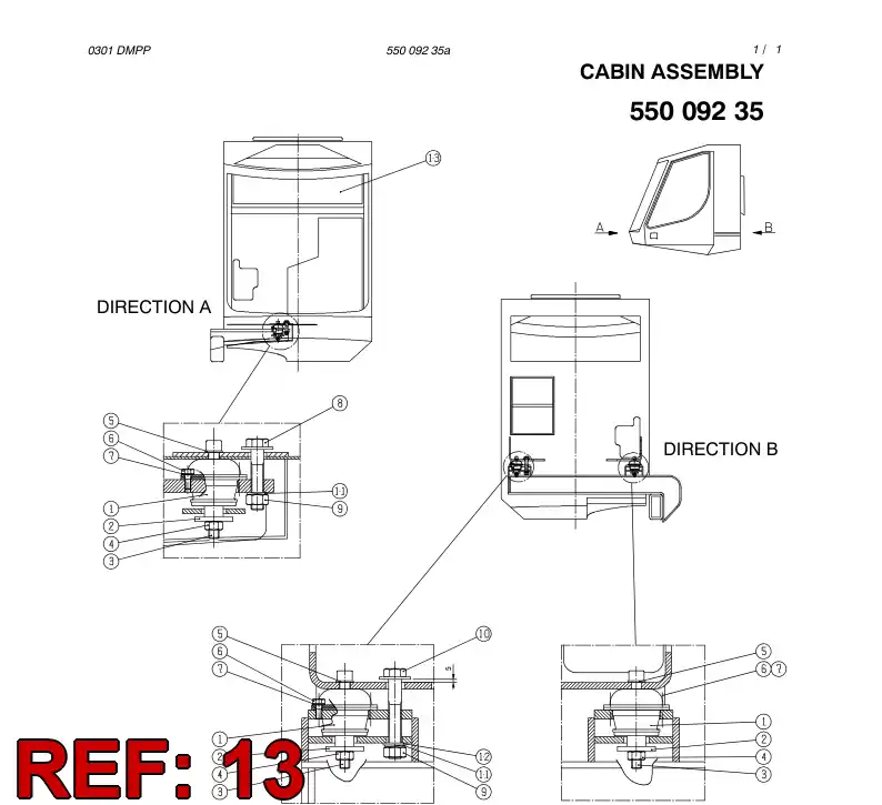 55009236 550 092 36 CABIN ASSEMBLY - Sandvik Technical Drawing