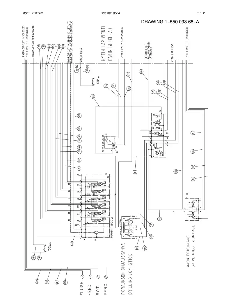 55009368cB 550 093 68cB CIRCUIT DIAGRAM, CABIN - Sandvik Technical Drawing