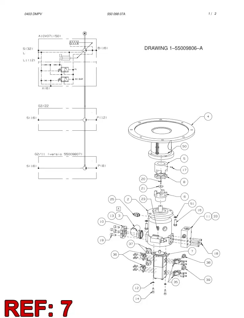 55009420 550 094 20 DOUBLE PUMP - Sandvik Technical Drawing