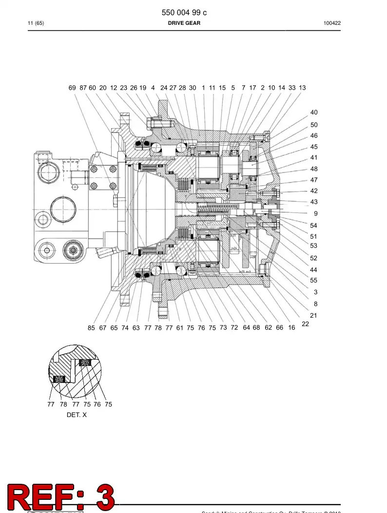 55009841 550 098 41 Gear wheel - Sandvik Technical Drawing