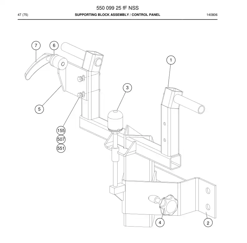 55009925f 550 099 25f ASSEMBLY DO BLOCO DE SUPORTE - Sandvik Technical Drawing