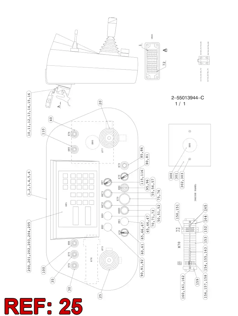 55010069 550 100 69 JOYSTICK - Sandvik Technical Drawing