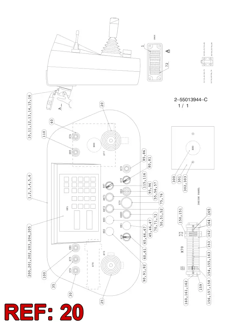 55010071 550 100 71 JOYSTICK - Sandvik Technical Drawing