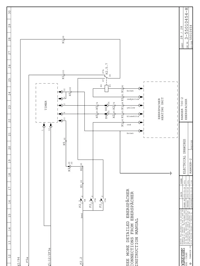 55010454fH 550 104 54fH ELECTRIC CIRCUIT DIAGRAM - Sandvik Technical Drawing