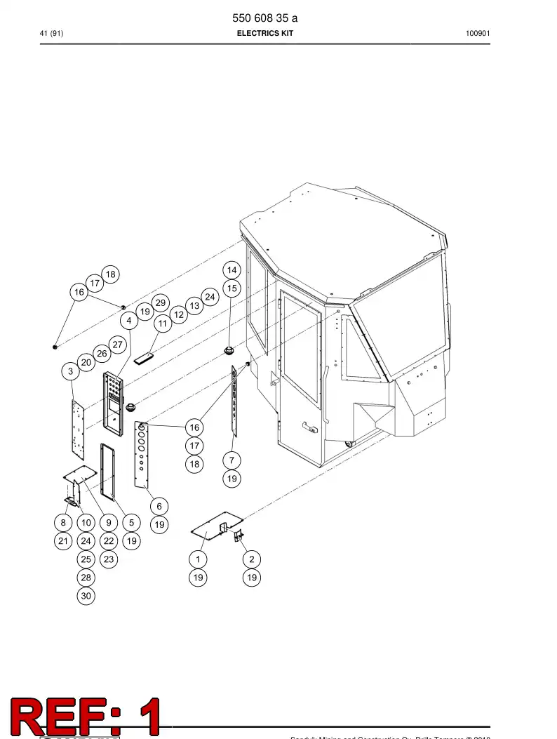 55010497a 550 104 97a Cable entry plate - Sandvik Technical Drawing