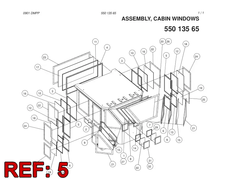 55011004 550 110 04 WINDOW FRAME - Sandvik Technical Drawing