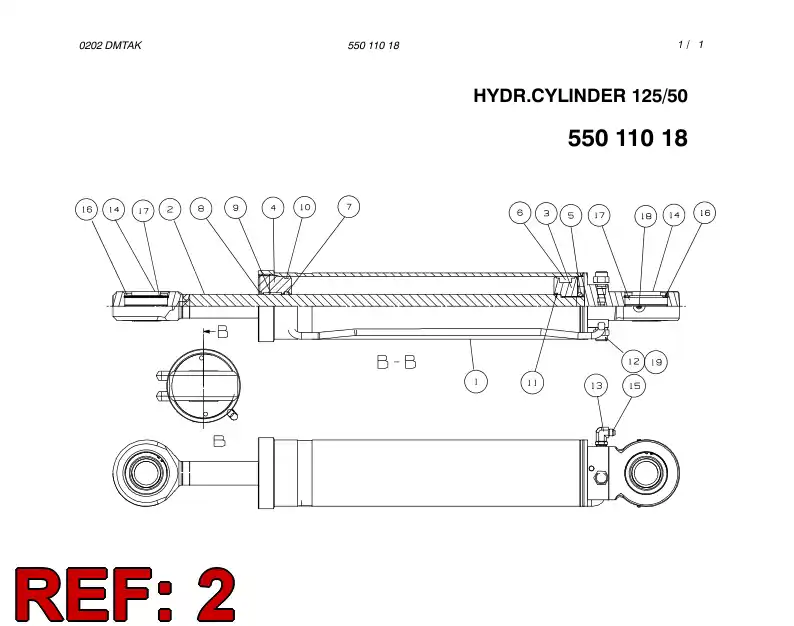 55011017 550 110 17 PISTON Rod Assembly - Sandvik Technical Drawing