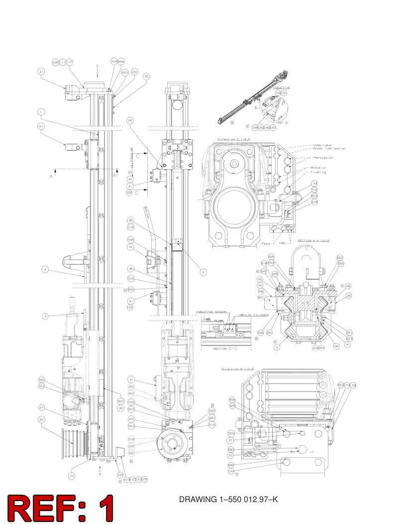 55011201 550 112 01 BEAM - Sandvik Technical Drawing