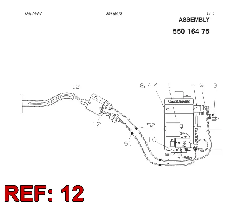 55011239 550 112 39 Hose, Hydraulic - Sandvik Technical Drawing