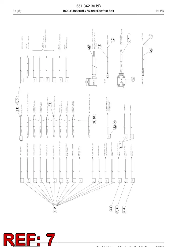 55011297c 550 112 97c Pre-wired plug cable - Sandvik Technical Drawing