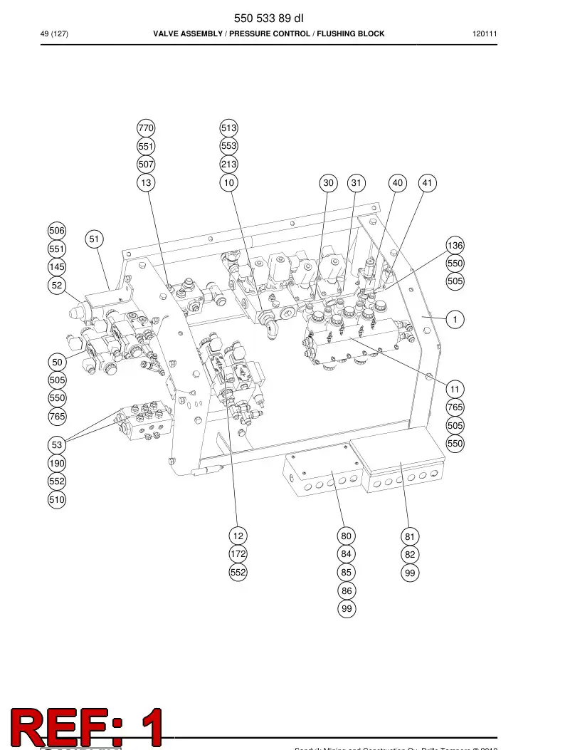 55011337d 550 113 37d Frame - Sandvik Technical Drawing