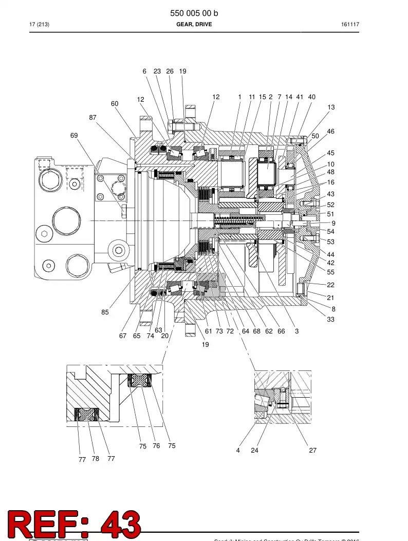 55011532c 550 115 32c Gear wheel - Sandvik Technical Drawing