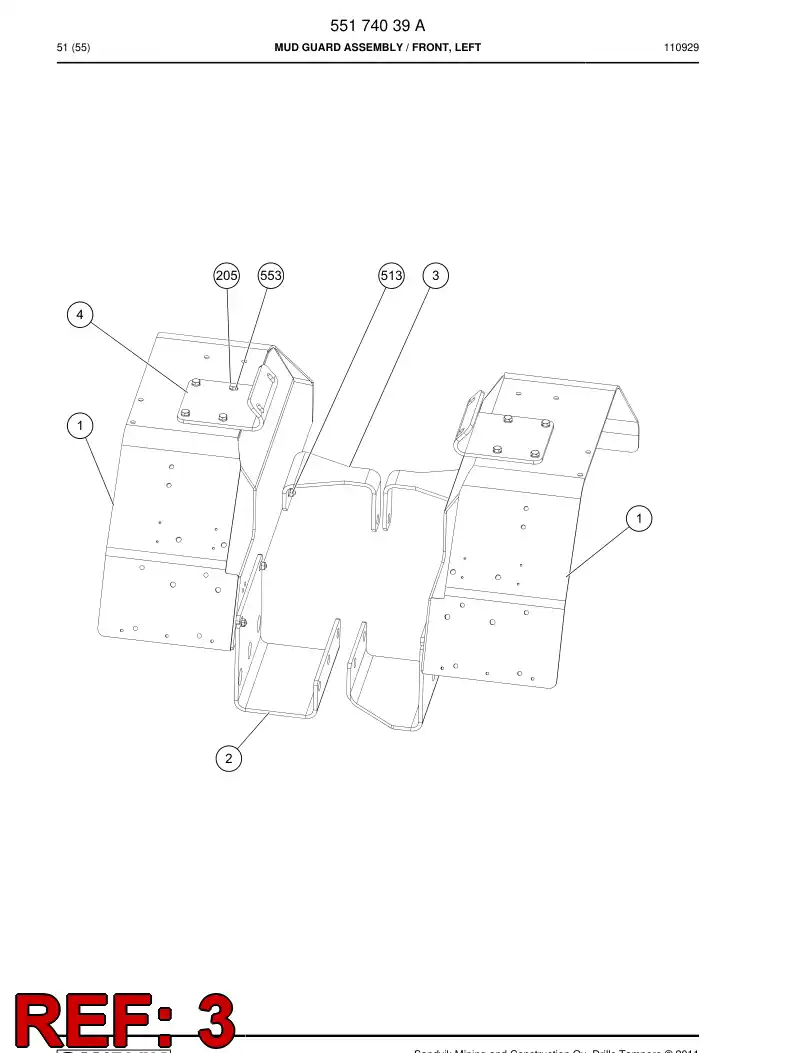 55011540 550 115 40 Mounting bracket - Sandvik Technical Drawing