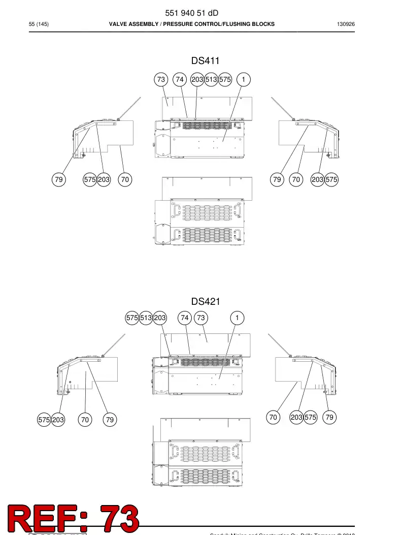 55011605a 550 116 05a PLATE DE RUBBER - Sandvik Technical Drawing