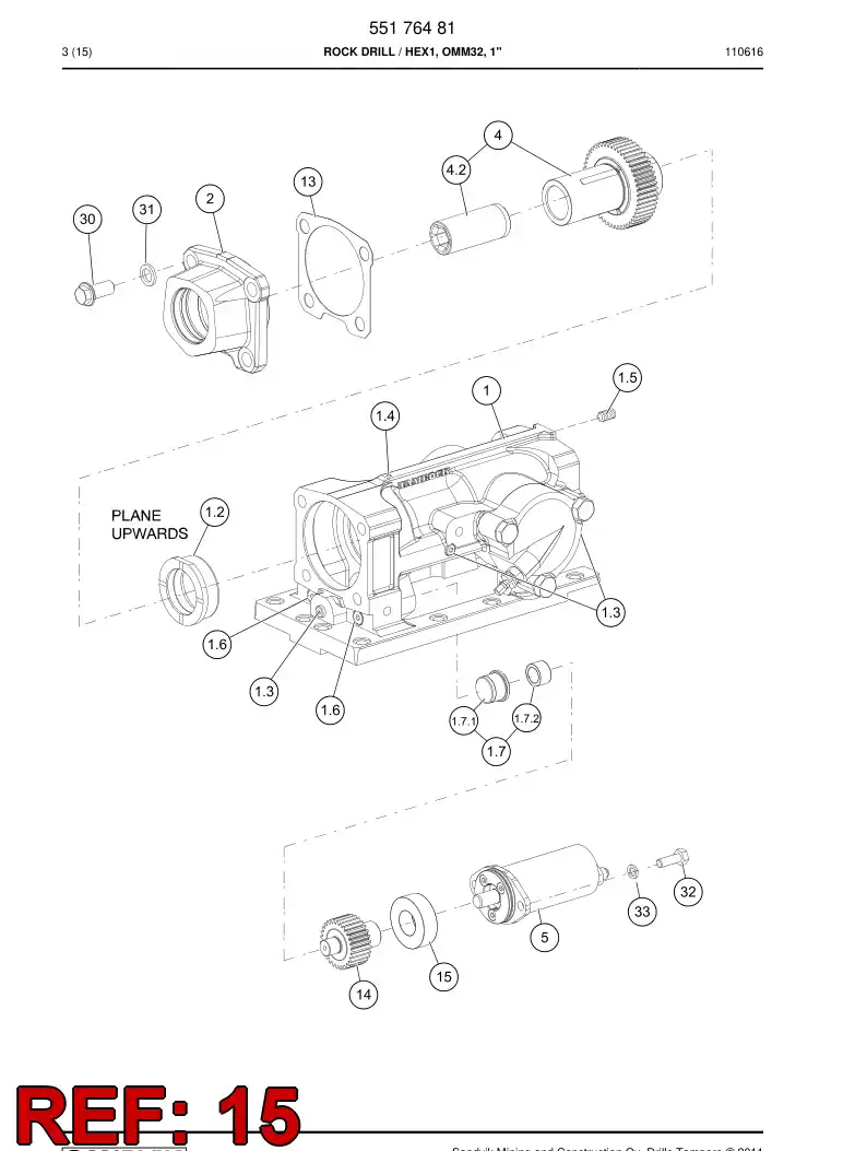 55012164a 550 121 64a Bearing, Spherical, Roller - Sandvik Technical Drawing