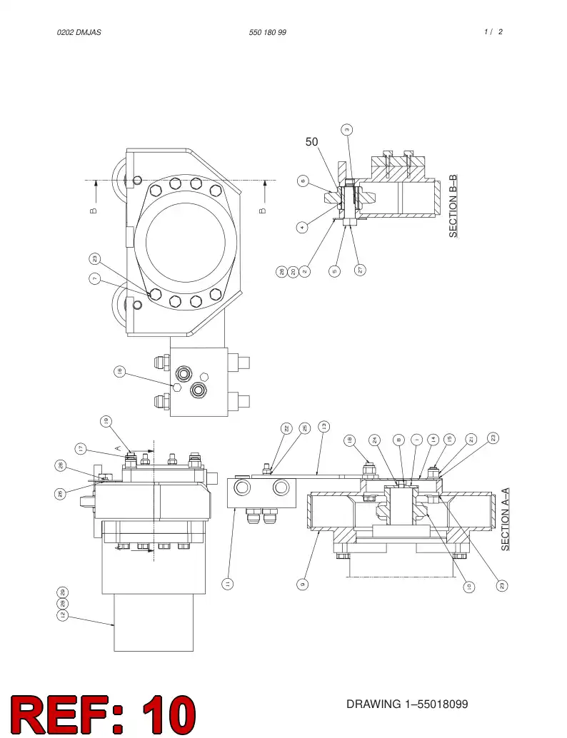 55012389 550 123 89 Pulley, Chain - Sandvik Technical Drawing