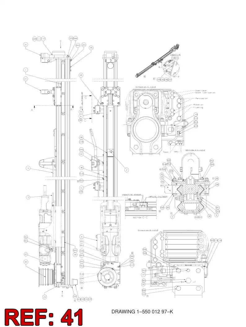 55012395 550 123 95 FRAME - Sandvik Technical Drawing