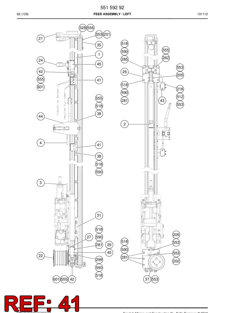 55012395a 550 123 95a Frame - Sandvik Technical Drawing