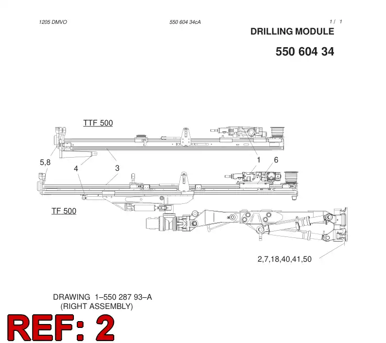 55012530 550 125 30 BOOM ASSEMBLY - Sandvik Technical Drawing
