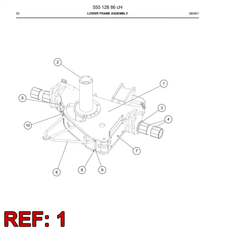 55012885 550 128 85 Lower frame assembly - Sandvik Technical Drawing