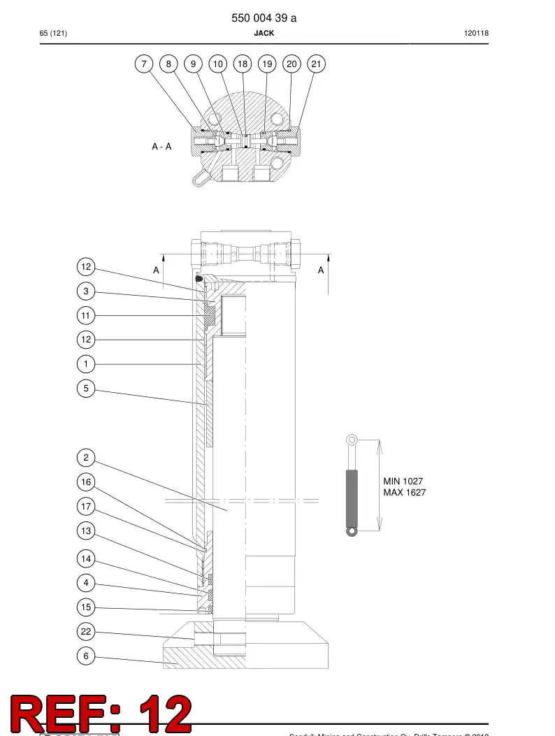 55012910a 550 129 10a Ring, PISTON - Sandvik Technical Drawing