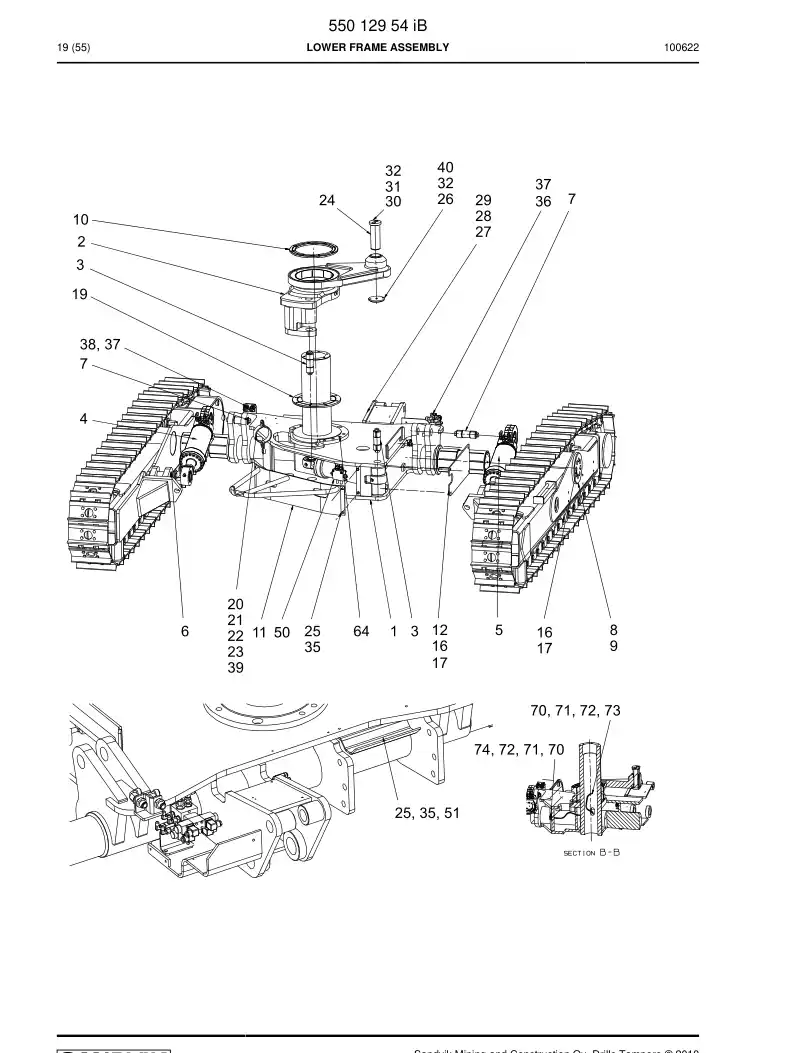 55012954i 550 129 54i LOWER FRAME ASSEMBLY - Sandvik Technical Drawing