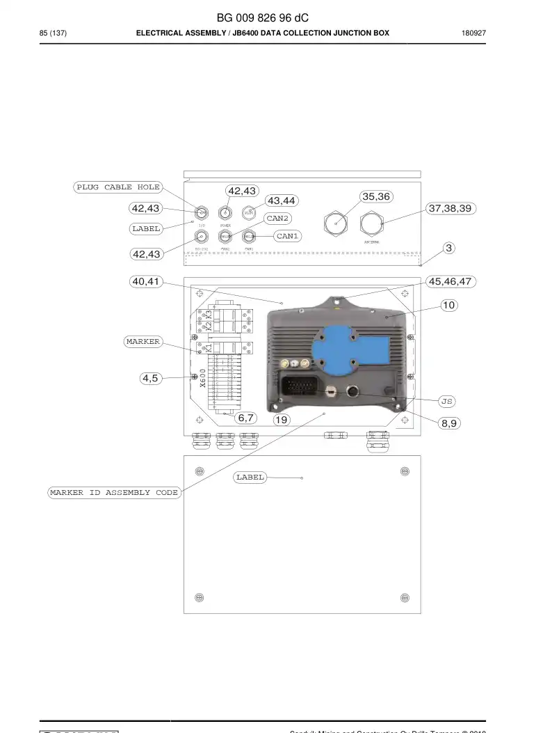 55012979 550 129 79 TERMINAL STRIP ACCESSORY - Sandvik Technical Drawing